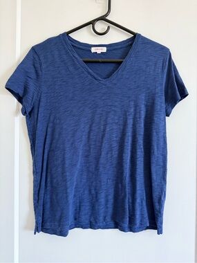 Goldie Navy Slub V-Neck Tee